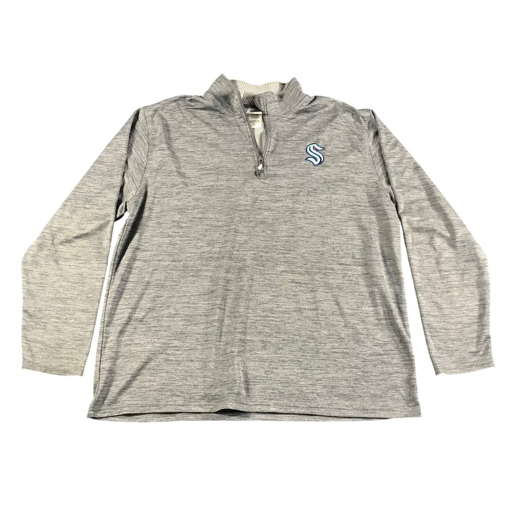 NHL Seattle Kraken Mens XL Quarter Zip Pullover Heather Grey Performance Shirt